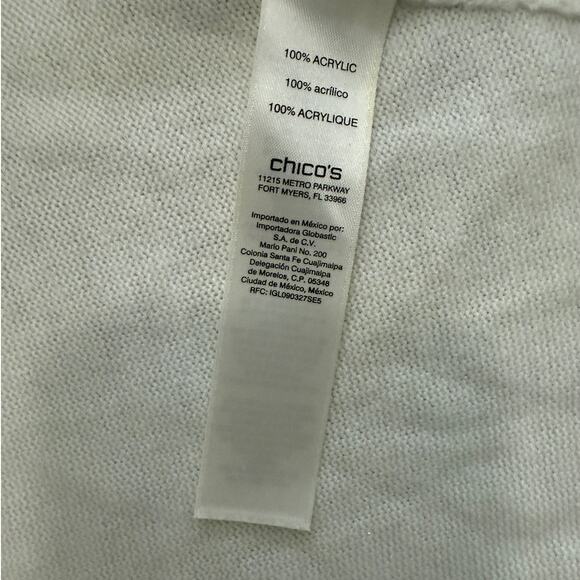 Chico’s Women’s Medium Cream Open Front Drape Cardigan Zip Pockets - Picture 7 of 12